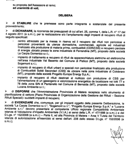 delibera Regione