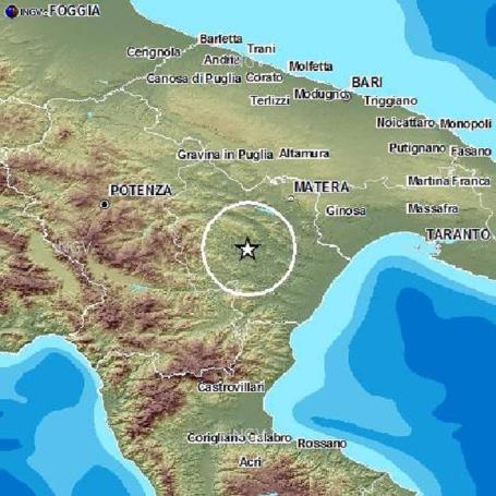 Terremoti: scossa nel Materano, magnitudo 3.7