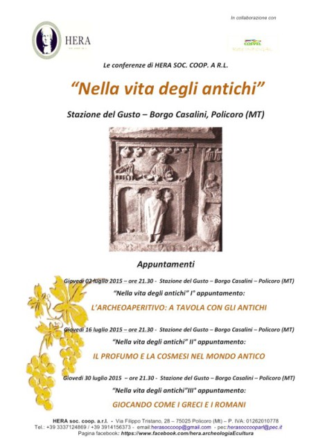 Nella vita degli antichi - le conferenze di Hera Soc. Coop. a r.l.