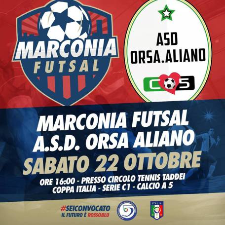 Calcio a 5: sfida di Coppa tra Futsal Marconia e Or.Sa. Aliano -