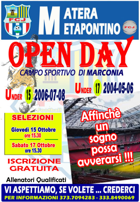 locandina OPEN DAY UNDER 15 E 17 copia